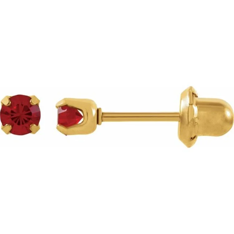 Ladies Yoga Earrings -24K Yellow Gold-Plated Stainless Steel Imitation Ruby Inverness® Piercing Earrings