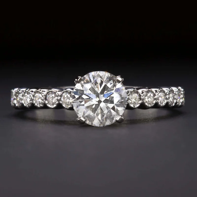 Classic Engagement Rings -1.25ct NATURAL DIAMOND ENGAGEMENT RING ROUND BRILLIANT CUT WHITE GOLD 1 CARAT