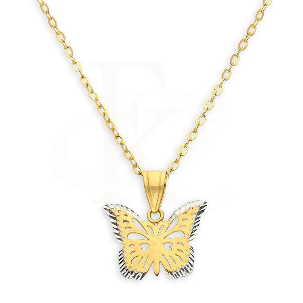 Ladies Friendship Necklaces -long pendant necklaces -Gold Necklace (Chain with Butterfly Pendant) 18KT - FKJNKL18K2352