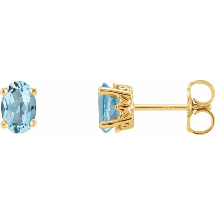 Ladies Urban Earrings -14K Yellow Natural Sky Blue Topaz Earrings