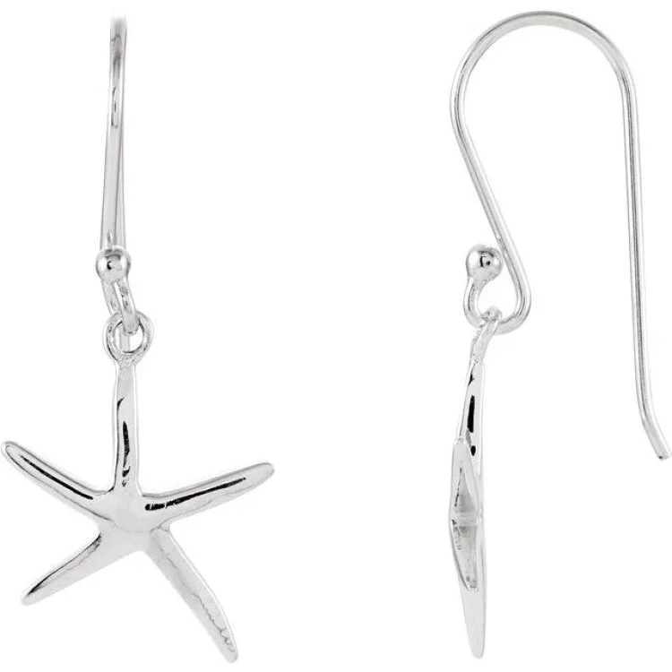 Ladies Playful Earrings -Sterling Silver Starfish Earrings