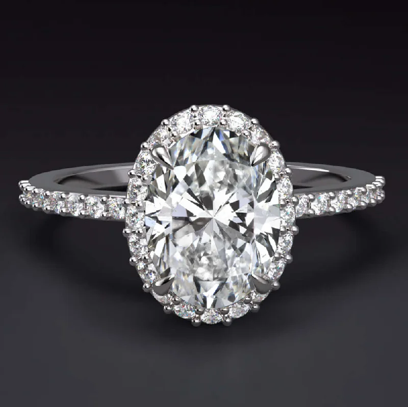 Custom Engagement Rings -3 CARAT GIA CERTIFIED DIAMOND ENGAGEMENT RING E SI2 OVAL SHAPE HALO WHITE GOLD