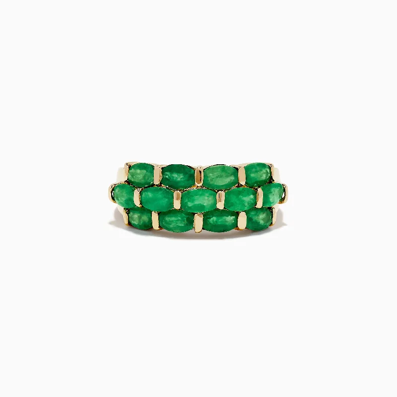 gold women's rings -Brasilica 14K Yellow Gold Emerald Ring