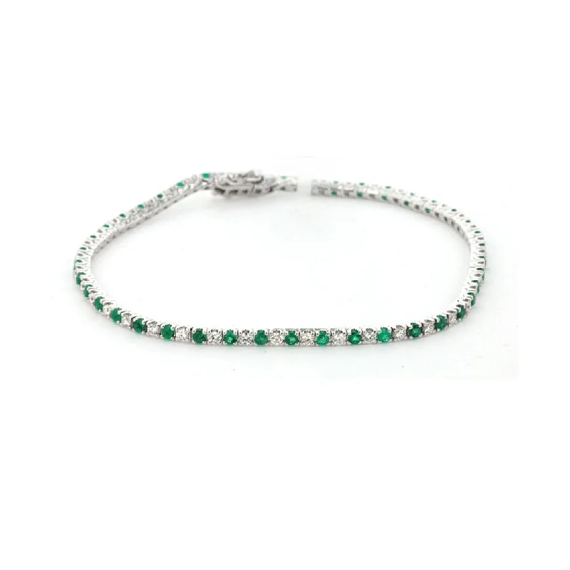 Ladies Bracelets with Jade-Emerald & Diamond Eternity Bracelet | M10278861