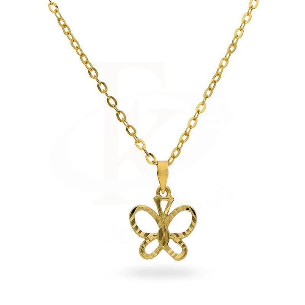 Ladies Long Necklaces -eco-friendly necklaces -Gold Butterfly Shaped Necklace (Chain with Pendant) 18KT - FKJNKL18K2377