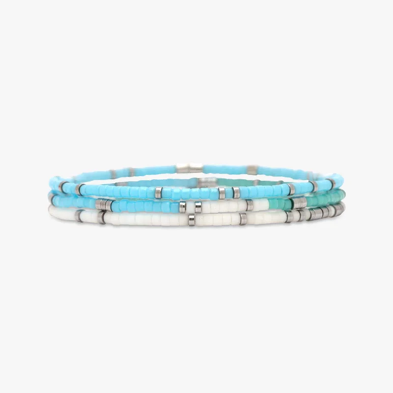 Ladies Bracelets for Athletes-Seafoam Dream Stretch Bracelet Set of 3