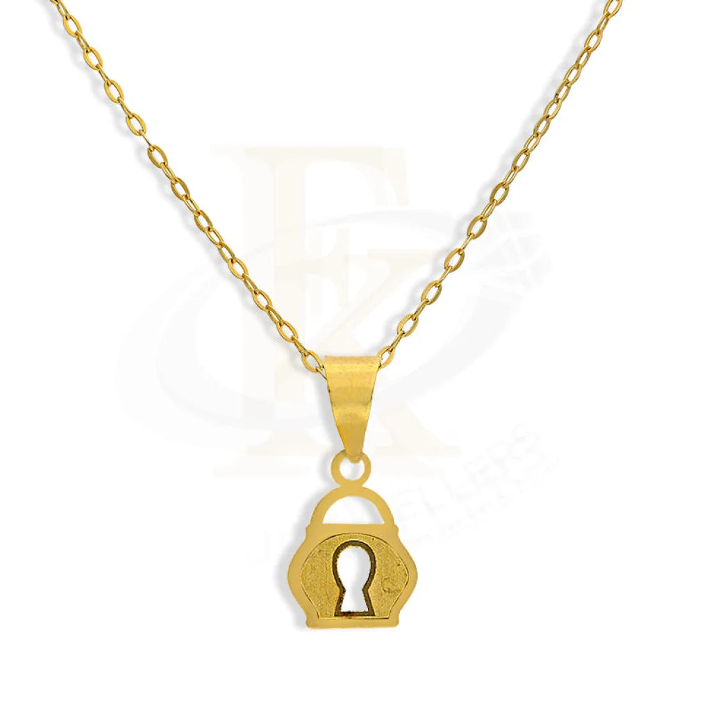 Ladies Chunky Necklaces -cat lover necklaces -Gold Necklace (Chain with Lock Pendant) 18KT - FKJNKL18K2302