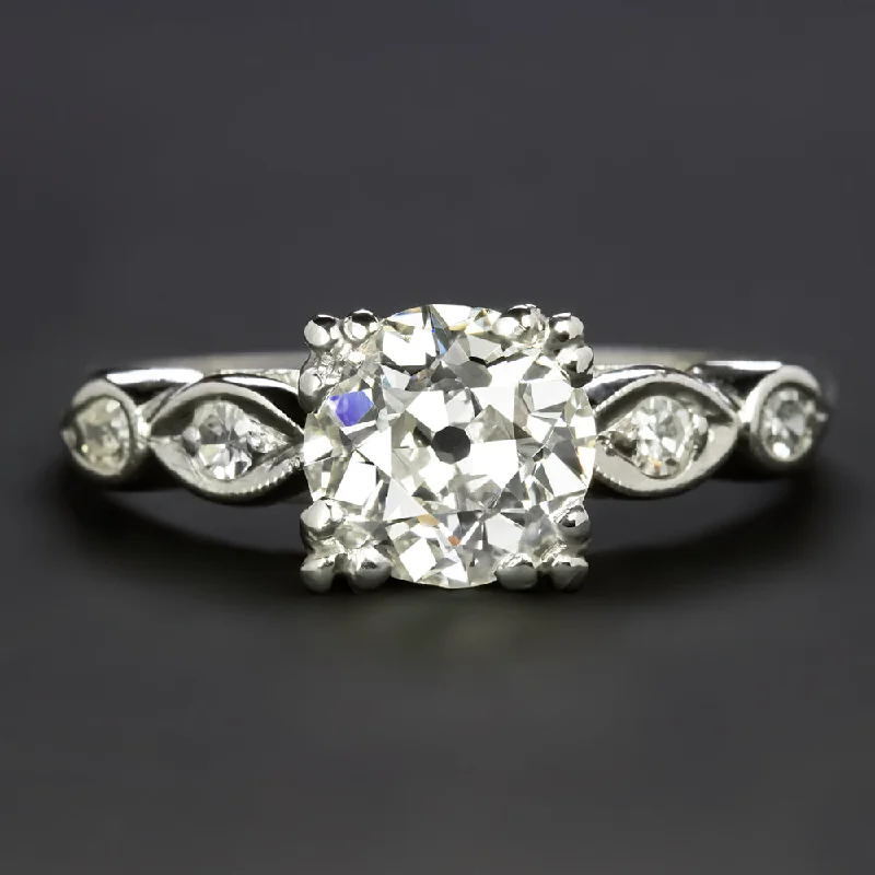 Zodiac Engagement Rings -1.20c OLD EUROPEAN CUT DIAMOND ENGAGEMENT RING VINTAGE PLATINUM CERTIFIED ESTATE