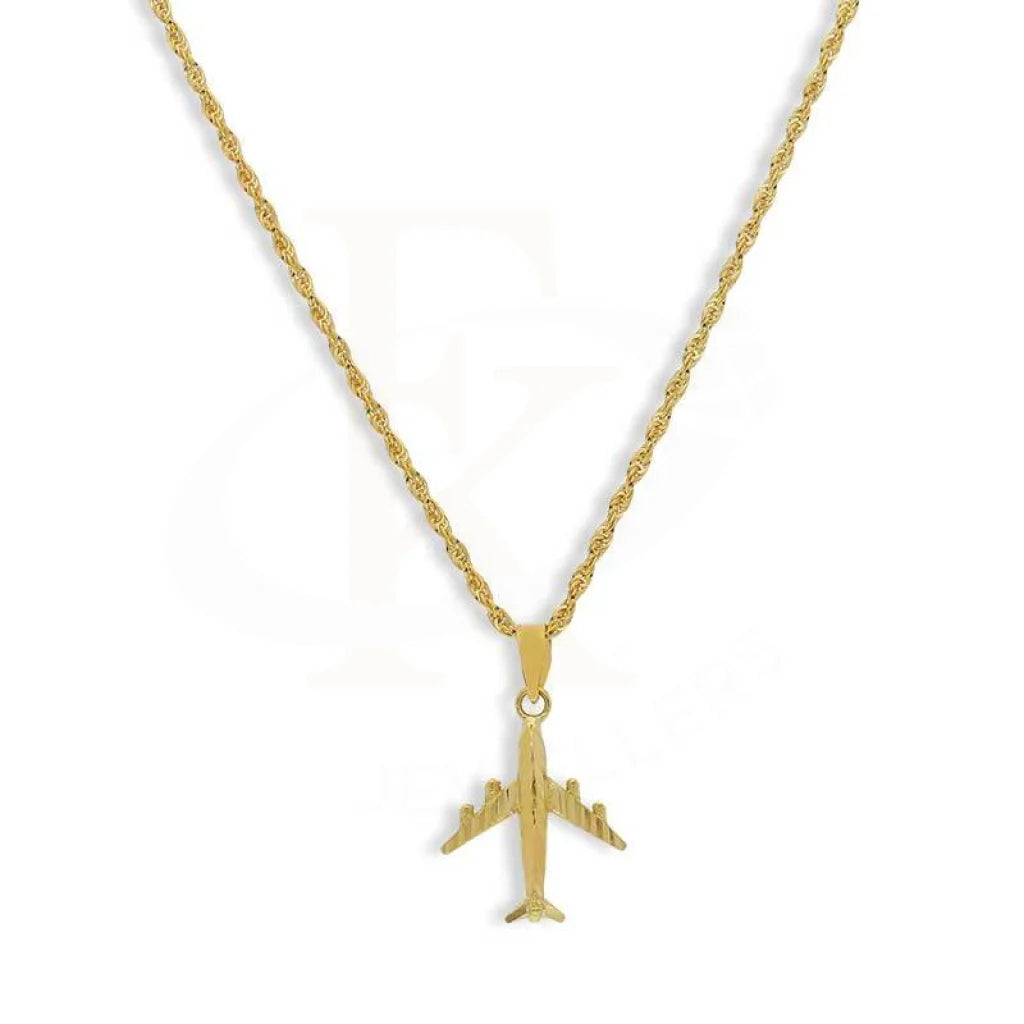 Ladies Fantasy Necklaces -rope chain necklaces -Gold Necklace (Chain With Airplane Pendant) 18KT - FKJNKL18K3113