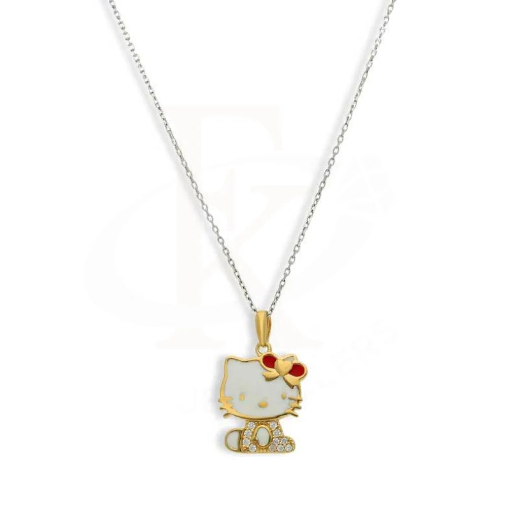 Ladies Glass Necklaces -opal necklaces for women -Sterling Silver 925 Gold Plated Necklace (Chain with Hello Kitty Pendant) - FKJNKLSL3096