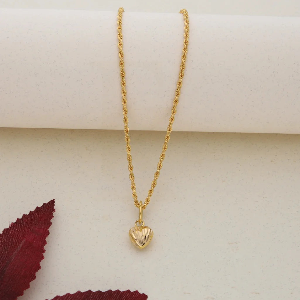 Ladies Bird Necklaces -beaded necklaces for women -Gold Necklace (Chain With Gold Heart Shaped Pendant) 21KT -  FKJNKL21K7577