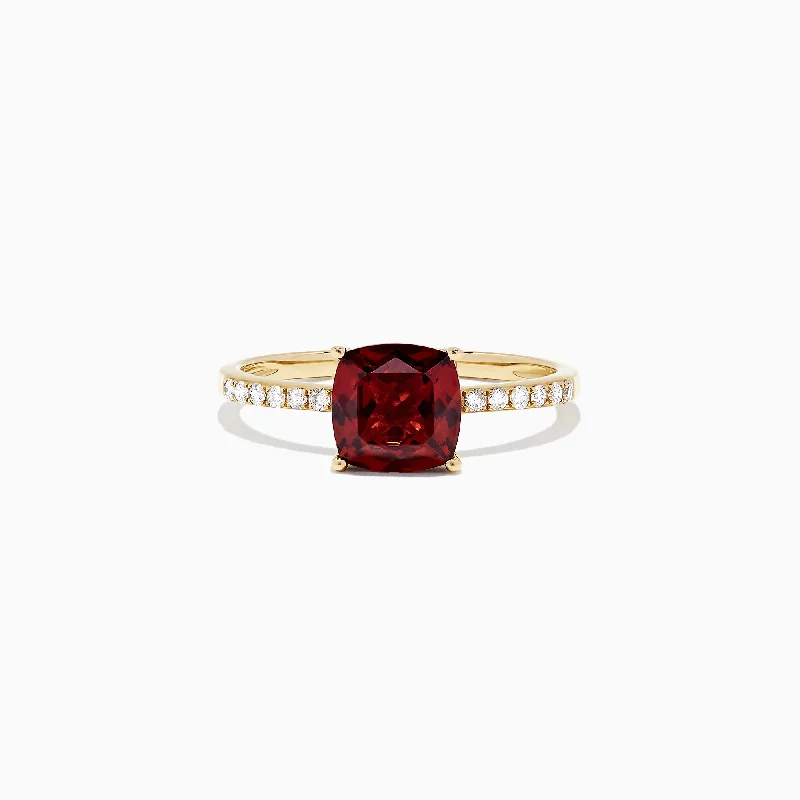 eco-friendly women's rings -Bordeaux 14K Yellow Gold Garnet and Diamond Ring, 1.66 TCW