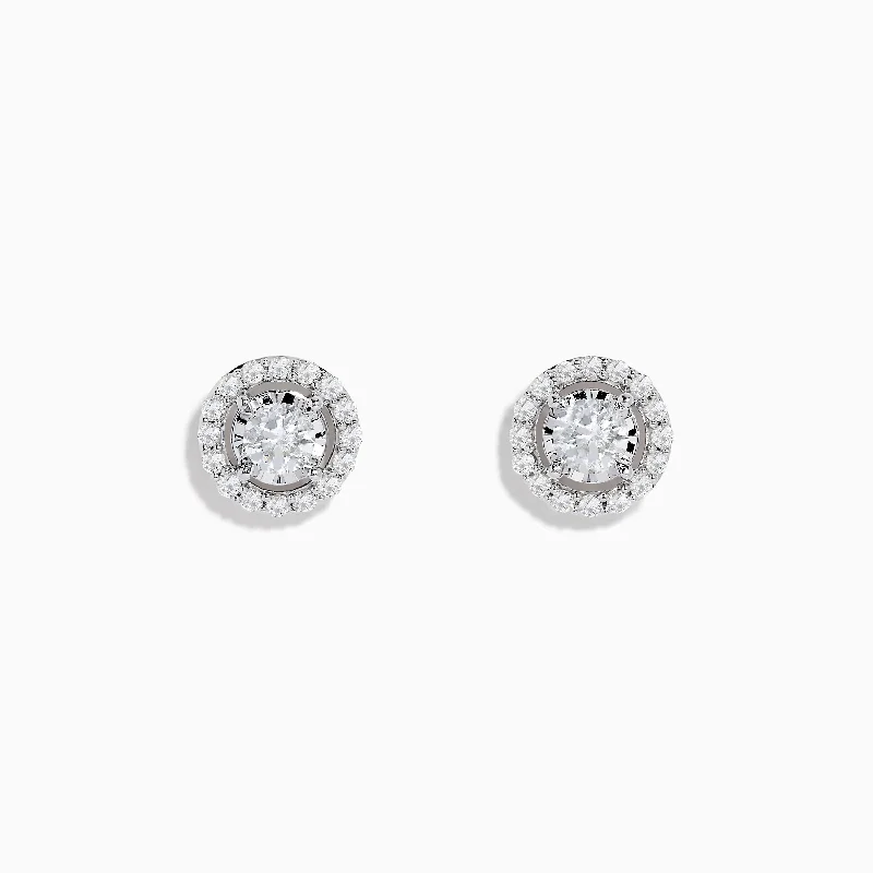 Ladies Fringe Earrings -14K White Gold Diamond Stud Earrings