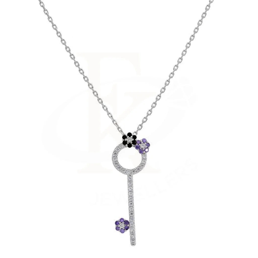 Ladies Cheap Necklaces -rose gold necklaces for women -Sterling Silver 925 Flower Key Necklace - FKJNKL1888