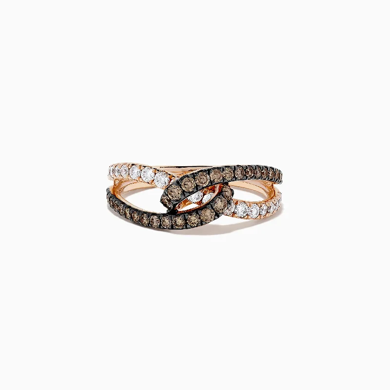 silver-plated women's rings -14K Rose Gold Espresso and Diamond Ring, 0.85 TCW