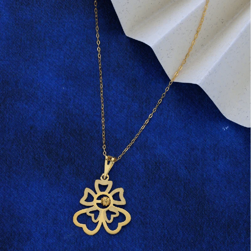 Ladies Teardrop Necklaces -arthritis relief necklaces -Gold Necklace (Chain Heart Shaped Flower Pendant) 21KT - FKJNKL21KM9570