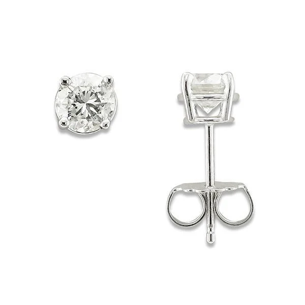 Ladies Stainless Steel Earrings -14KT WHITE GOLD 3/4 CTW ROUND DIAMOND EARRINGS