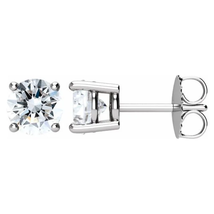 Ladies Handmade Earrings -Platinum 1 1/2 CTW Natural Diamond Stud Earrings