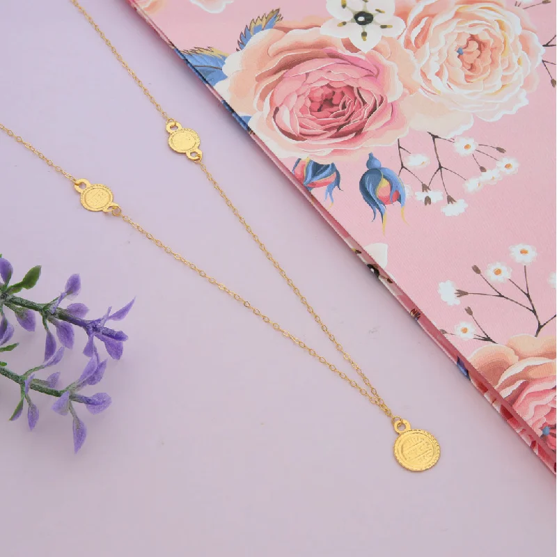 Ladies Winter Necklaces -sterling silver necklaces -Gold Coin Shaped Necklace 21KT - FKJNKL21KM9580