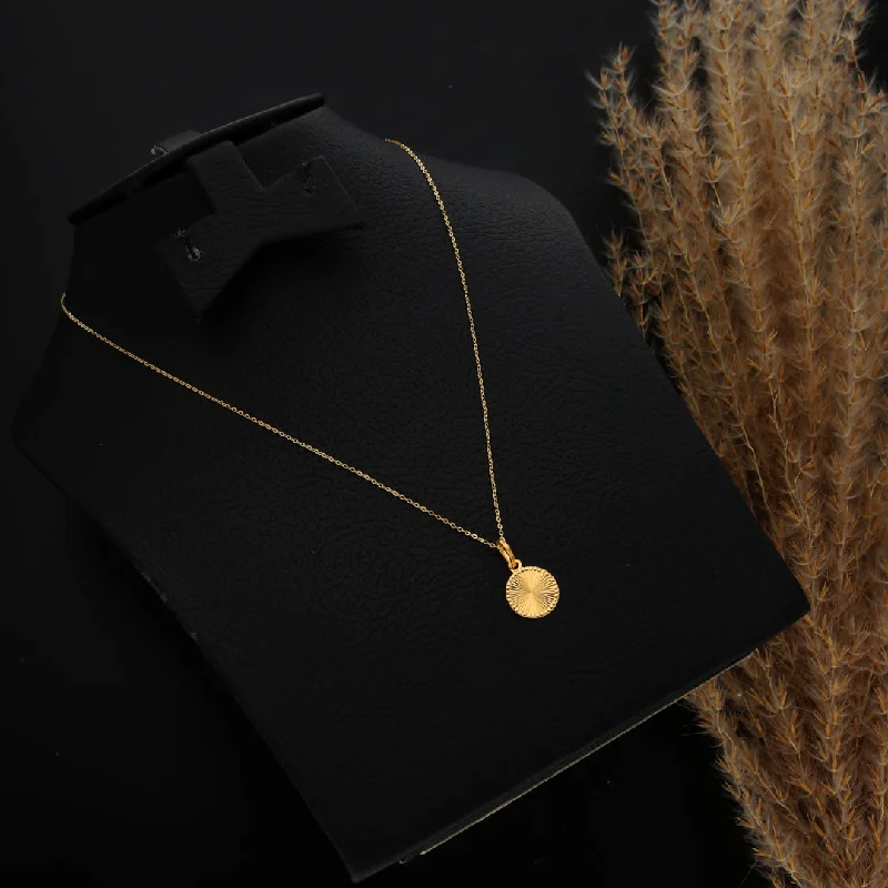 Ladies Forest Necklaces -sun pendant necklaces -Gold Necklace (Chain With Round Shaped Pendant) 21KT - FKJNKL21KM9812