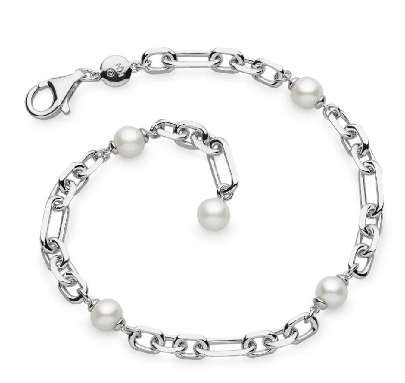 Ladies Bracelets for Nieces-Kit Heath Revival Astoria Figaro Pearl Chain Link Bracelet