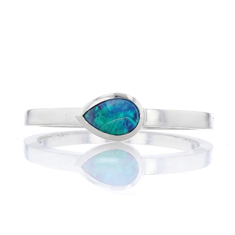 luxury women's rings -Bezel Set Pear Opal Ring