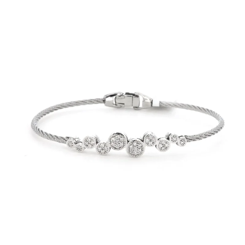 Ladies Bracelets with Crystals-0.28 ctw Diamond Cable Bangle Bracelet