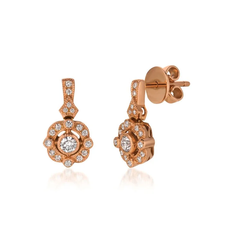 Ladies Geometric Earrings -Le Vian 14K Strawberry Gold Earrings