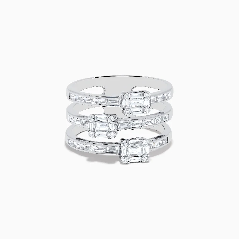 statement women's rings -Classique 14K White Gold Diamond Ring 1.00 TCW