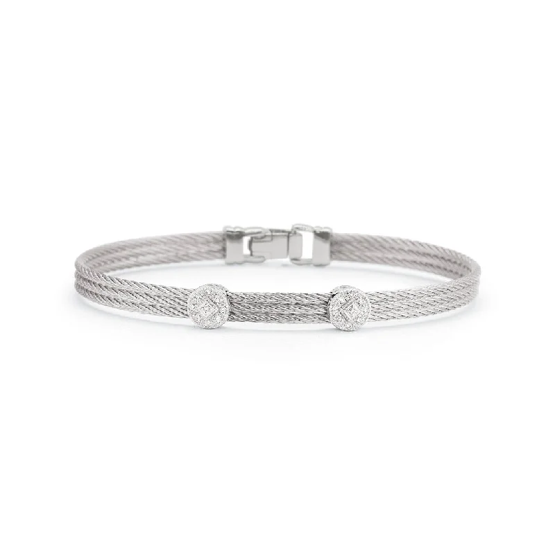 Ladies Bracelets Moon Charm-0.09 ctw Diamond Cable Bangle Bracelet | 10267399