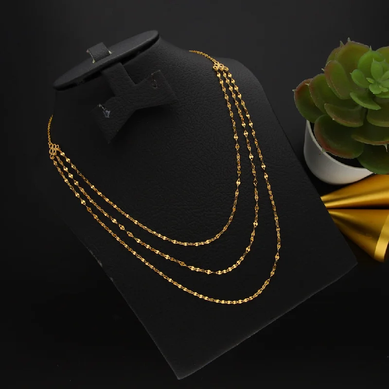 Ladies Horse Necklaces -travel-inspired necklaces -Gold Interlink Triple Layered Necklace 21KT - FKJNKL21KM9887