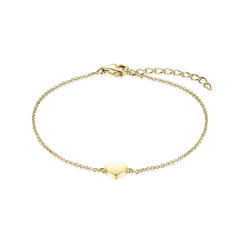 Ladies Bracelets for Daily Wear-Gold Vermeil Sterling Silver Heart Bracelet