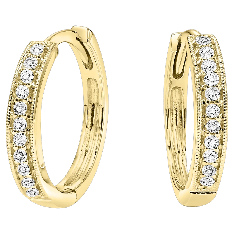 Ladies Monochrome Earrings -14K Yellow Diamond Mixable Earring 1/7 ctw