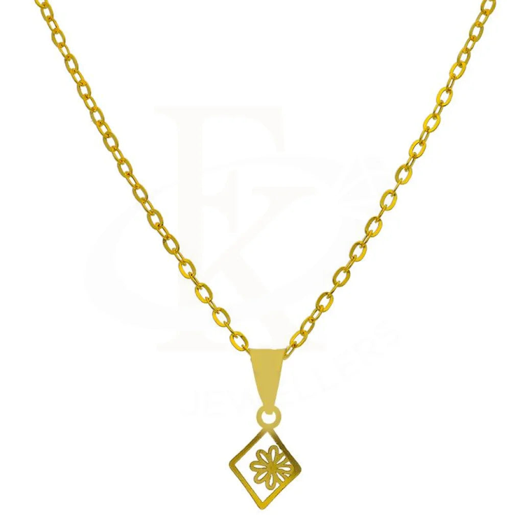 Ladies Polished Necklaces -diamond necklaces for women -Gold Necklace (Chain with Flower Pendant) 18KT - FKJNKL18K2529