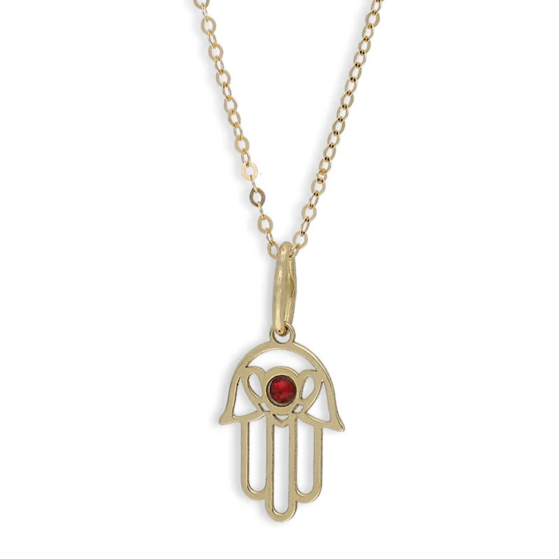 Ladies Knotted Necklaces -sterling silver necklaces -Gold Necklace (Chain with Hamsa Hand Shaped Pendant) 18KT - FKJNKL18K8836