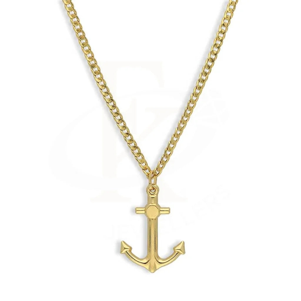 Ladies Punk Necklaces -initial necklaces for women -Gold Necklace (Chain With Anchor Pendant) 18KT - FKJNKL18K3131