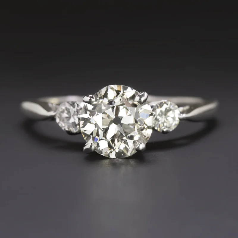 Dragon Engagement Rings -1.43ct VINTAGE DIAMOND ENGAGEMENT RING OLD EUROPEAN CUT PLATINUM NATURAL ESTATE