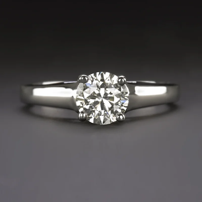 Mixed Metal Engagement Rings -1.05c IDEAL ROUND BRILLIANT CUT DIAMOND ENGAGEMENT RING WHITE GOLD SOLITAIRE 1ct