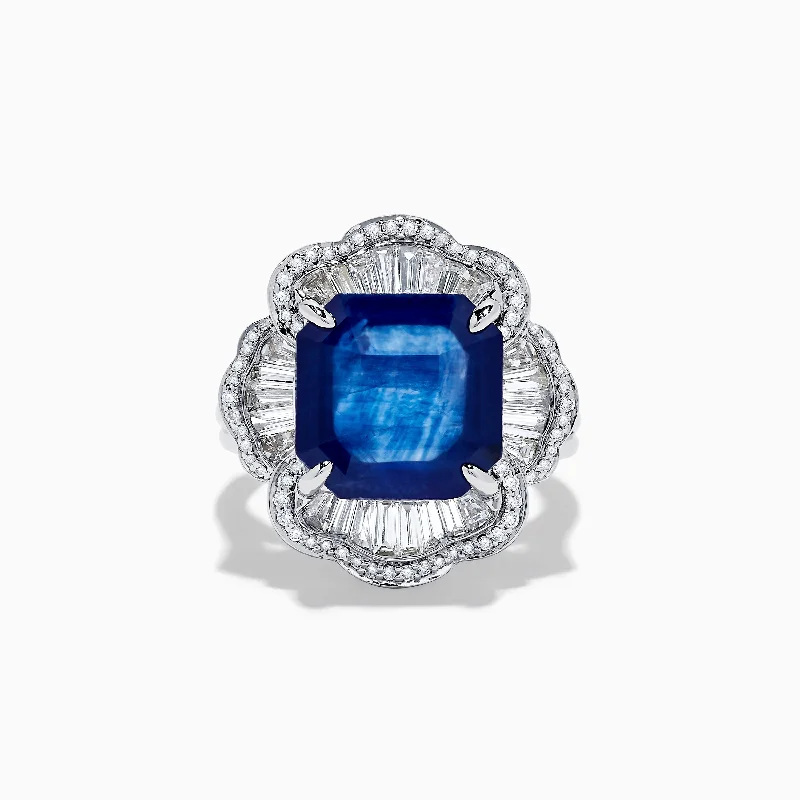 ethical women's rings -Hematian 18K White Gold Blue Sapphire Ring