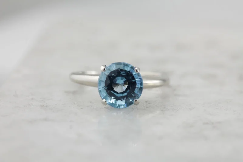 Emerald Engagement Rings -October Sky Engagement: Brilliant Round Blue Topaz Solitaire Ring