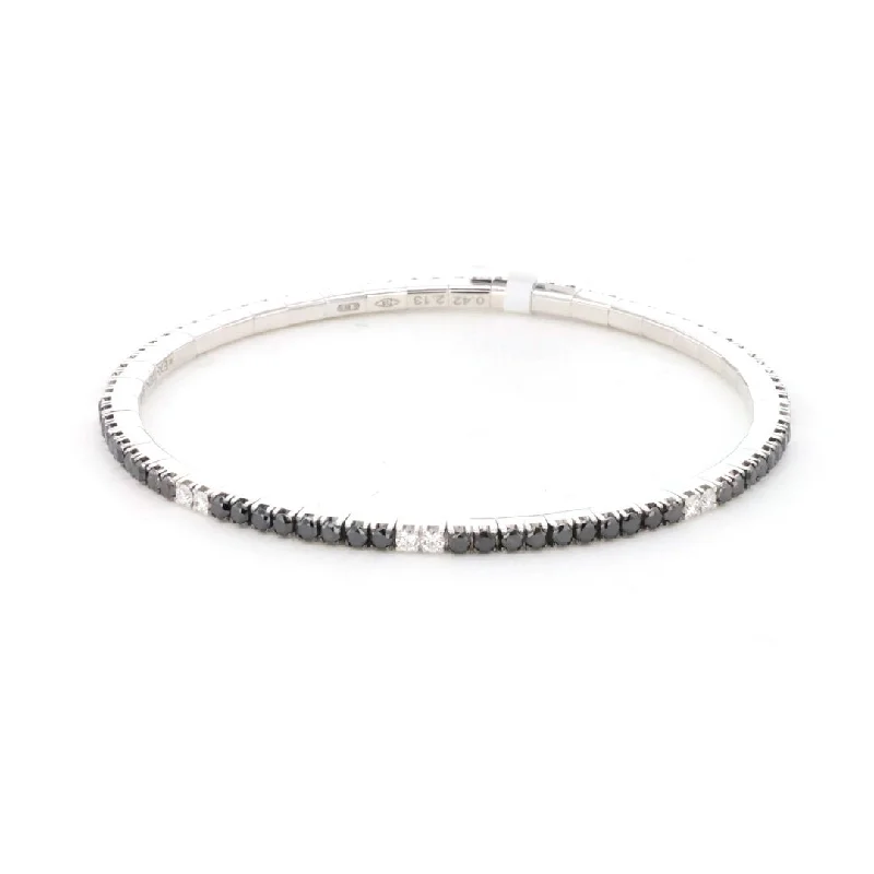 Ladies Bracelets Lightweight-Black & White Diamond Stretch Bracelet