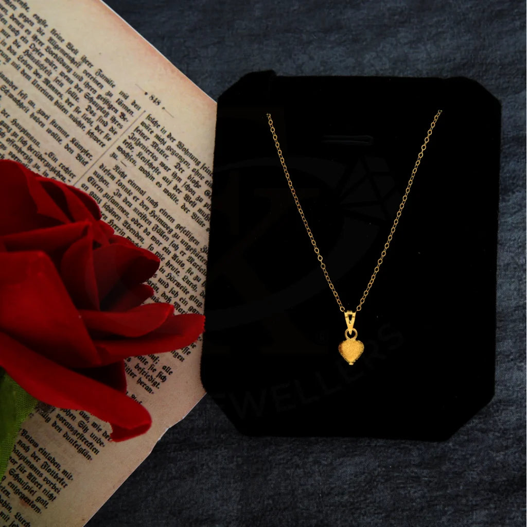 Ladies Square Necklaces -box chain necklaces -Gold Necklace (Chain with Heart Shaped Pendant) 21KT - FKJNKL21KM8404