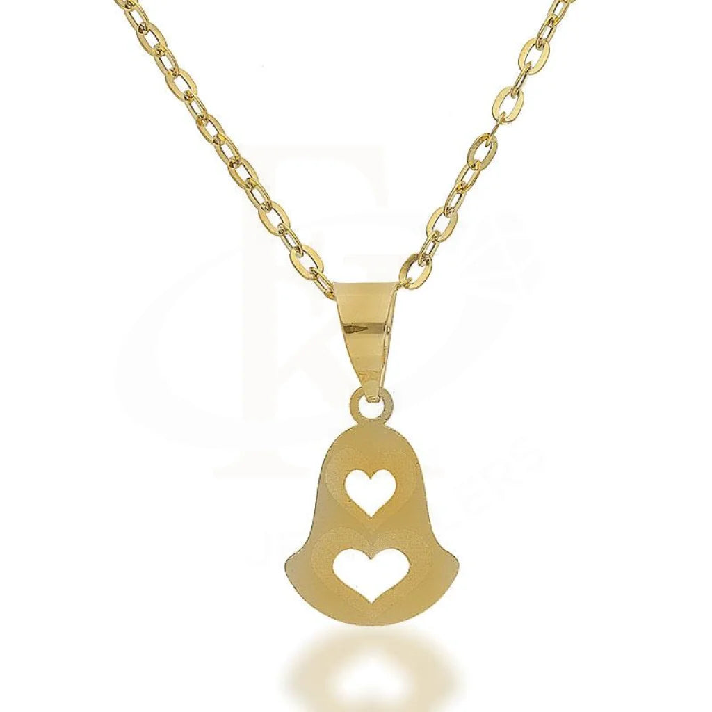 Ladies Chain Necklaces -handcrafted necklaces for women -Gold Necklace (Chain with Heart Bell Pendant) 18KT - FKJNKL18K2080