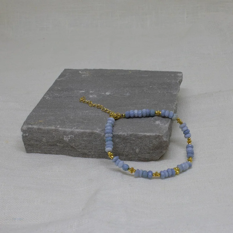 Ladies Bracelets Chunky Design-Blue Opal 18ct Gold Vermeil Bracelet