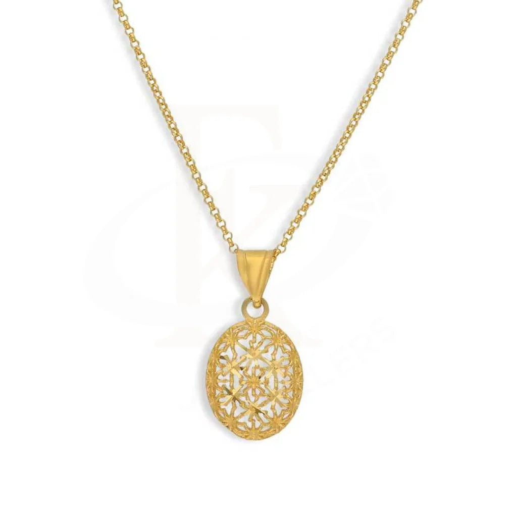 Ladies Peace Necklaces -infinity necklaces for women -Gold Necklace (Chain with Oval Shaped Pendant) 21KT - FKJNKL21K3073