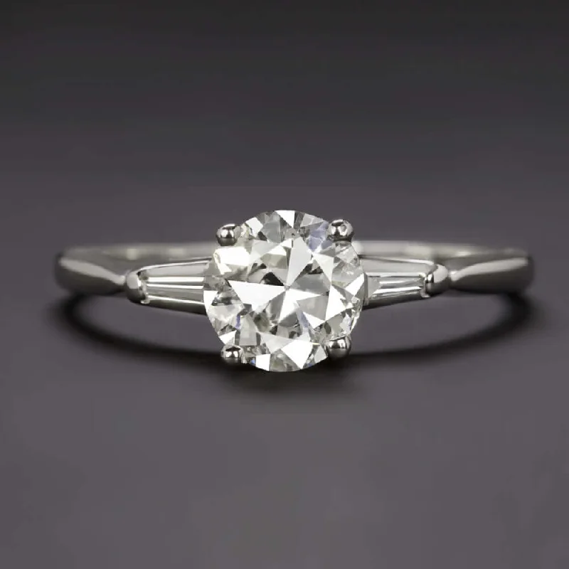 Peace Engagement Rings -1.48ct H SI OLD EUROPEAN CUT DIAMOND ENGAGEMENT RING VINTAGE WHITE GOLD 1.5ct