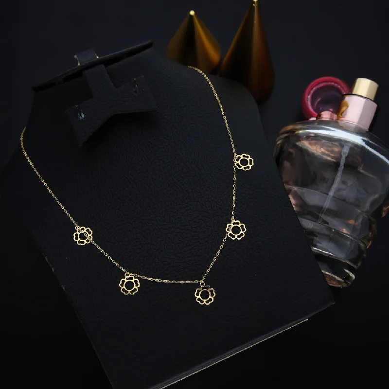 Ladies Fall Necklaces -non-tarnish necklaces -Gold Flower Shaped Necklace 21KT - FKJNKL21KM9566