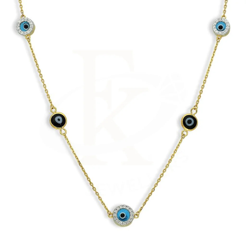 Ladies Vintage Necklaces -layered necklaces for women -Sterling Silver 925 Gold Plated Evil Eye Necklace - FKJNKLSL2650