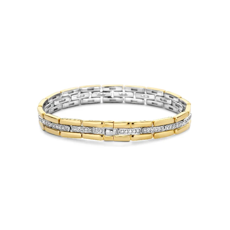 Ladies Bracelets with Tanzanite-Ti Sento Gold and Silver Structured Bangle Bracelet