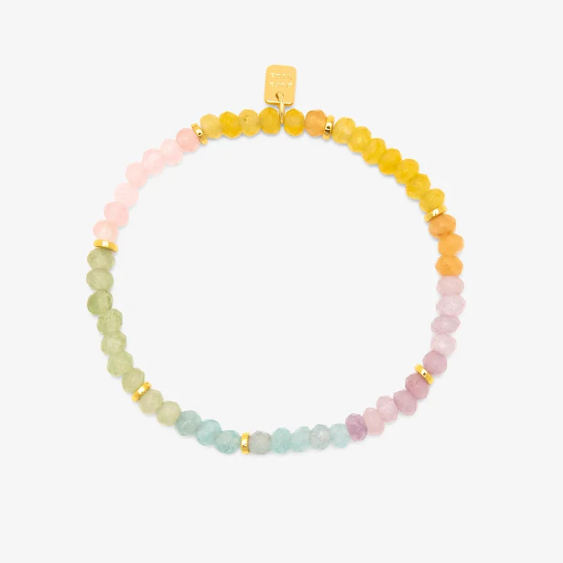 Ladies Bracelets with Sphalerite-Ombre Rainbow Bead Stretch Bracelet